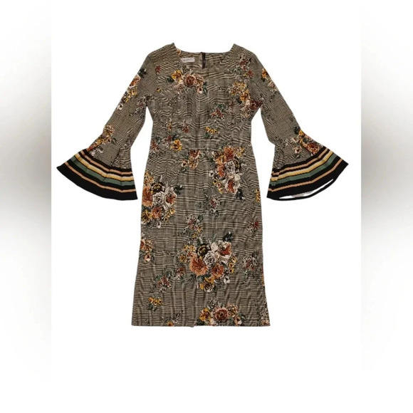 Rinascimento EUC Midi Floral Bell Sleeved Dress Size XL - Picture 7 of 12